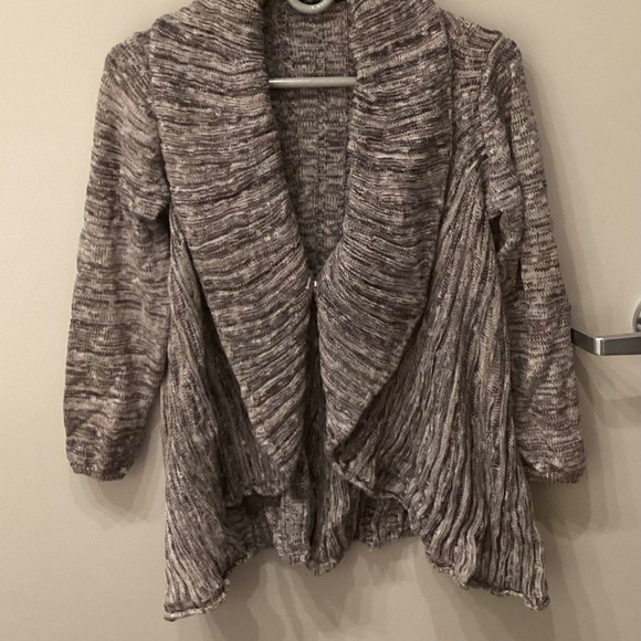 NIC + ZOE Womens Knit Cardigan Size Small Petite PS Gray Tan Marled Snap Closure - Picture 2 of 12
